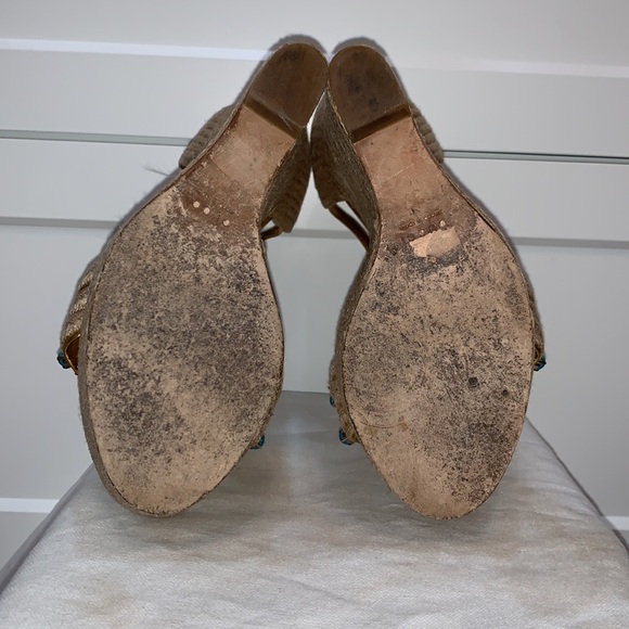 Gucci Gold wedge sandals with colorful stones - Picture 3 of 4